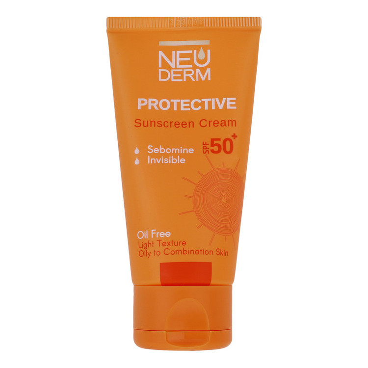 محصول نمونه تستی کرم ضدآفتاب بیرنگ نئودرم مدل Highly Protective SPF50، مناسب پوستهای چرب تا مختلط، حجم 50 میلیلیتر