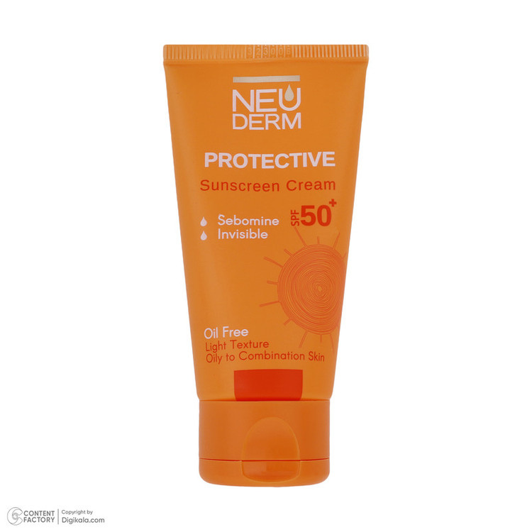 محصول نمونه تستی کرم ضدآفتاب بیرنگ نئودرم مدل Highly Protective SPF50، مناسب پوستهای چرب تا مختلط، حجم 50 میلیلیتر